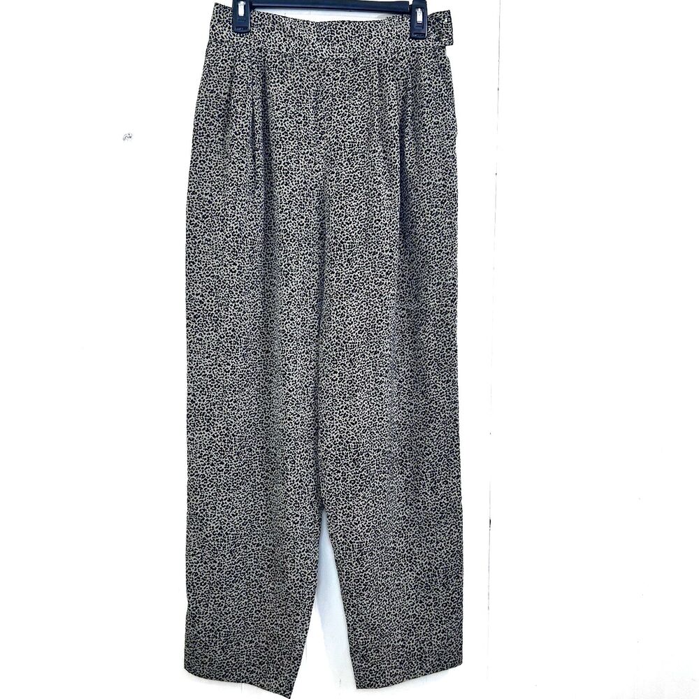 Vintage CITY GIRL by NANCY BOLEN Pants Size M Animal Print Pleated Tapered Pants